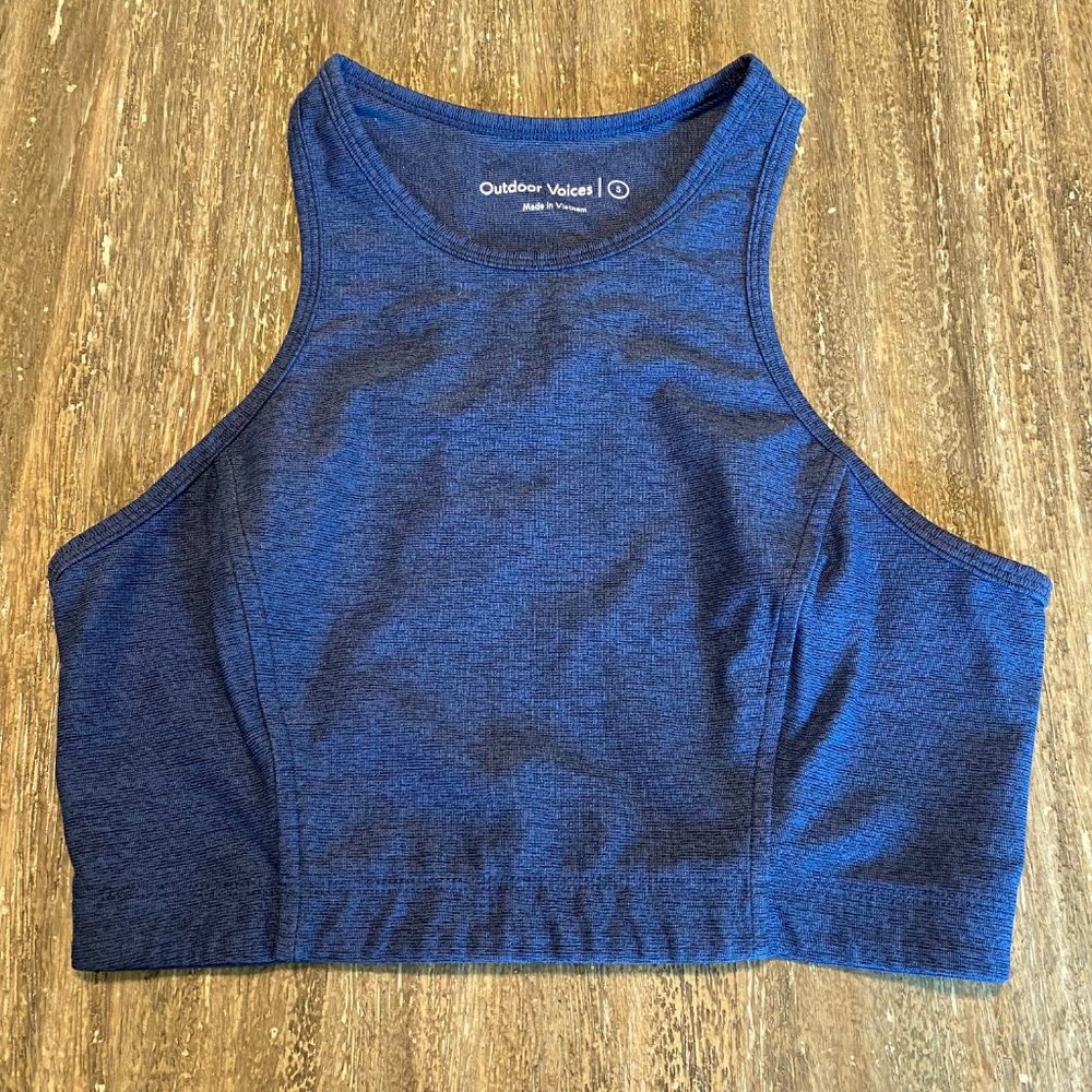 outdoor voices athena navy blue sports bra top